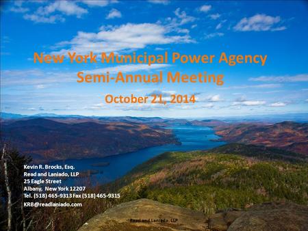 Read and Laniado, LLP Kevin R. Brocks, Esq. Read and Laniado, LLP 25 Eagle Street Albany, New York 12207 Tel. (518) 465-9313 Fax (518) 465-9315