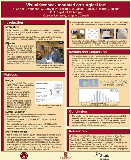 Introduction Visual feedback mounted on surgical tool K. Carter, T. Vaughan, G. Gauvin, P. Pezeshki, A. Lasso, T. Ungi, E. Morin, J. Rudan, C. J. Engel,