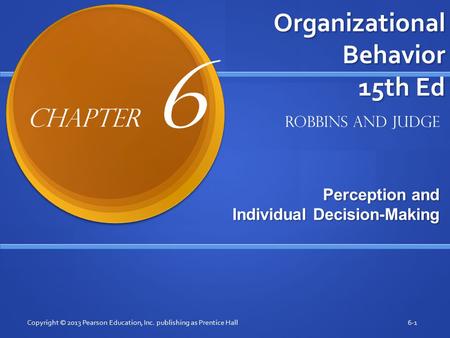 Organizational Behavior 15th Ed