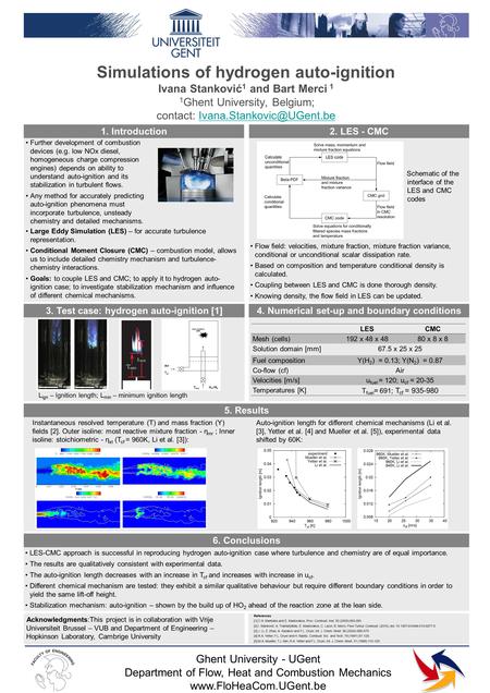 Ghent University - UGent Department of Flow, Heat and Combustion Mechanics www.FloHeaCom.UGent.be Simulations of hydrogen auto-ignition Ivana Stanković.