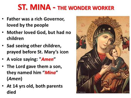 ST. MINA - THE WONDER WORKER