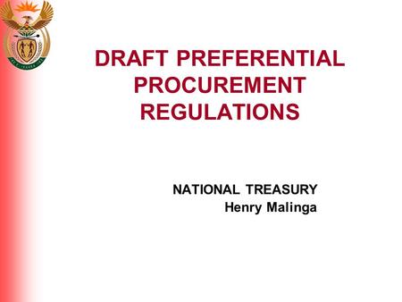 DRAFT PREFERENTIAL PROCUREMENT REGULATIONS