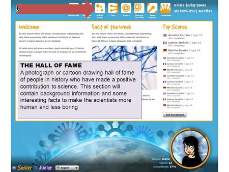 Hall of fame THE HALL OF FAME A photograph or cartoon drawing hall of fame of people in history who have made a positive contribution to science. This.