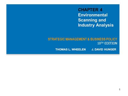 CHAPTER 4 Environmental Scanning and Industry Analysis