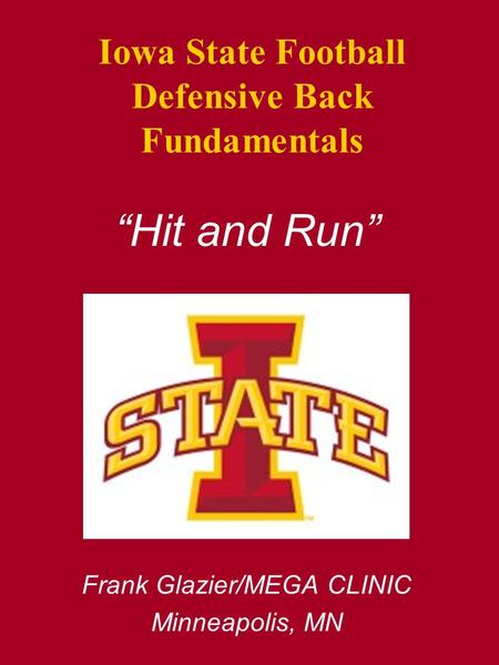 Iowa State Football Defensive Back Fundamentals