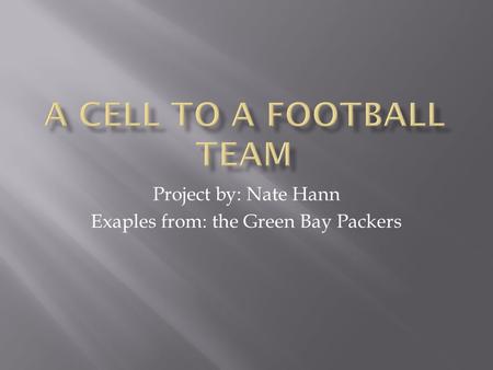 Project by: Nate Hann Exaples from: the Green Bay Packers.