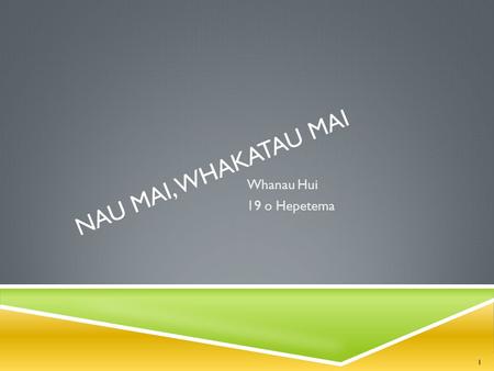 NAU MAI, WHAKATAU MAI Whanau Hui 19 o Hepetema 1.