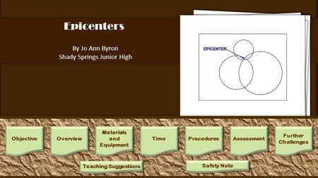 Epicenters By Jo Ann Byron Shady Springs Junior High 1.The mathematical solution for each situation is calculated as follows: Arrival time of S-wave minus.