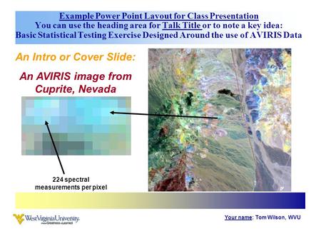 Example Power Point Layout for Class Presentation You can use the heading area for Talk Title or to note a key idea: Basic Statistical Testing Exercise.