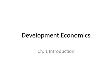 Development Economics