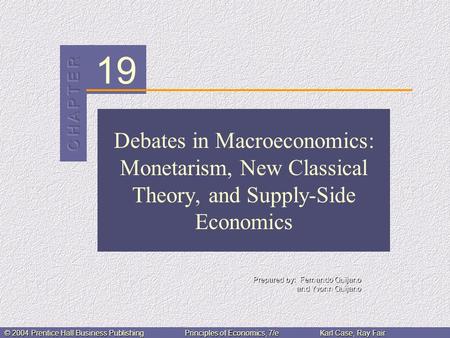 19 Prepared by: Fernando Quijano and Yvonn Quijano © 2004 Prentice Hall Business PublishingPrinciples of Economics, 7/eKarl Case, Ray Fair Debates in Macroeconomics: