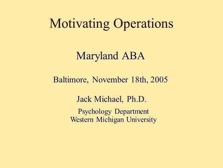 Motivating Operations