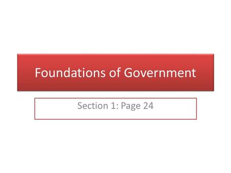 Foundations of Government