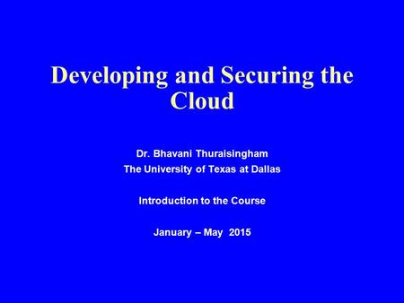 Developing and Securing the Cloud