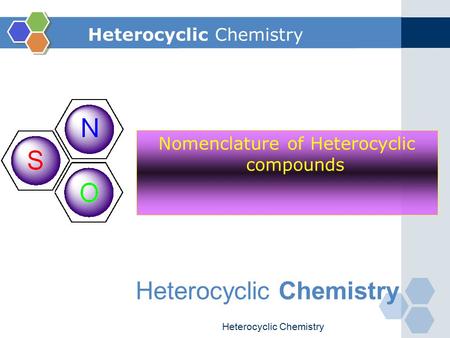 Heterocyclic Chemistry