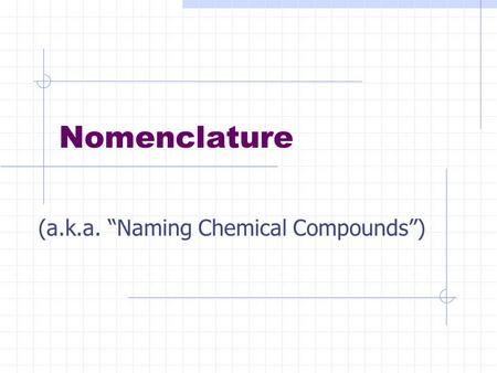 (a.k.a. “Naming Chemical Compounds”)