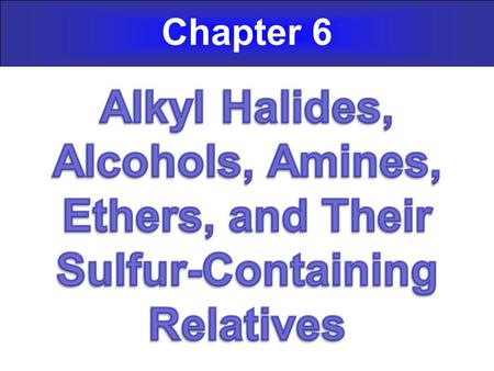 Chapter 6. Nomenclature Alkane Alkene Alkyne Cycloalkane Halide Phenyl Carboxylic Acid Alcohol Ether Amine Thioether Thiol.