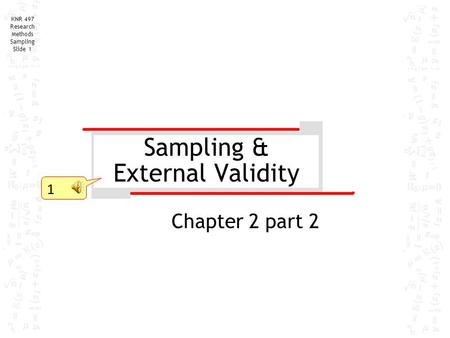 Sampling & External Validity