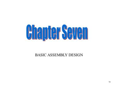 BASIC ASSEMBLY DESIGN 79. There is a number of ways to enter ASSEMBLY DESIGN mode. Any ONE way will do it. Click here 80.