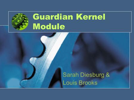 Guardian Kernel Module Sarah Diesburg & Louis Brooks.