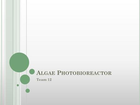 A LGAE P HOTOBIOREACTOR Team 12. P ROBLEM S TATEMENT Concerned with CO 2 released to the atmosphere. CO 2 scrubbing equipment is expensive CO 2 storage.