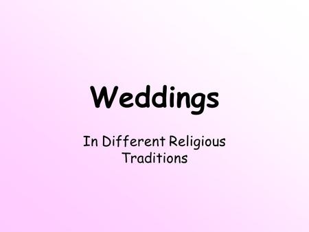 In Different Religious Traditions