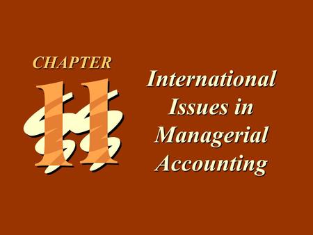 International Issues in Managerial Accounting