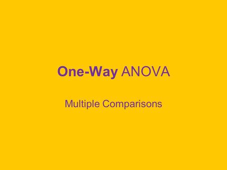 One-Way ANOVA Multiple Comparisons.