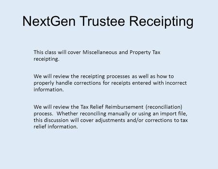 NextGen Trustee Receipting