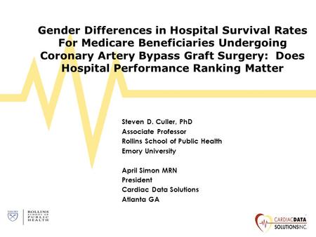 Gender Differences in Hospital Survival Rates For Medicare Beneficiaries Undergoing Coronary Artery Bypass Graft Surgery: Does Hospital Performance Ranking.