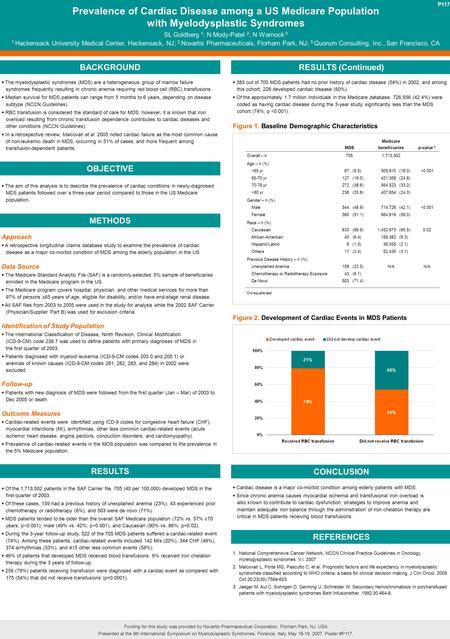 MDS Medicare beneficiariesp-value * Overall – n7051,713,502 Age – n (%) 80 yr 67 127 272 238 (9.5) (18.0) (38.6) (33.8) 305,810.