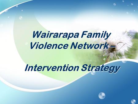 Wairarapa Family Violence Network – Intervention Strategy.