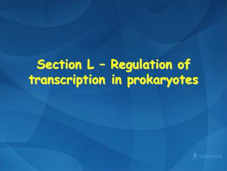 Section L – Regulation of transcription in prokaryotes.