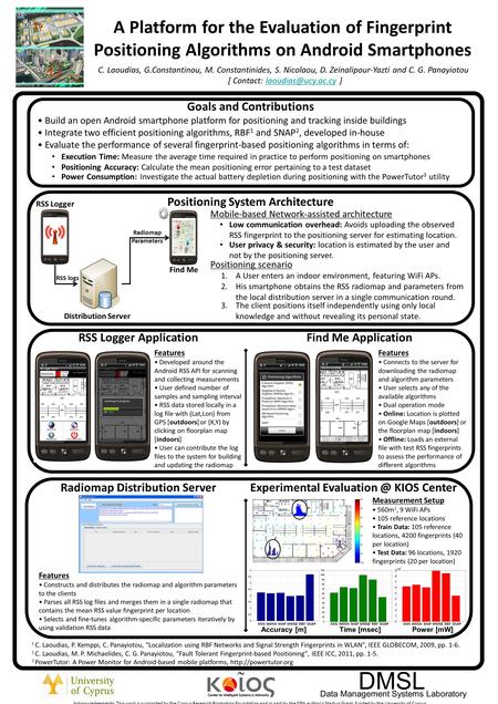 A Platform for the Evaluation of Fingerprint Positioning Algorithms on Android Smartphones C. Laoudias, G.Constantinou, M. Constantinides, S. Nicolaou,