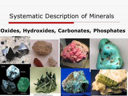 Systematic Description of Minerals