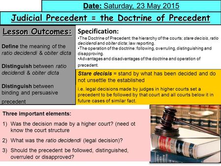 Judicial Precedent = the Doctrine of Precedent