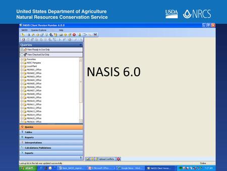 NASIS 6.0. What is NASIS? The National Soil Information System (NASIS) is a specialized tool for managing soil survey data throughout all stages of soil.