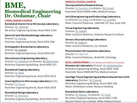 Educating Tomorrow's Technology Leaders for Career Success MEDICAL SCHOOL CAMPUS Neuroprosthetics Research Group Director: Dr. Sanchez, Co-director: Dr.