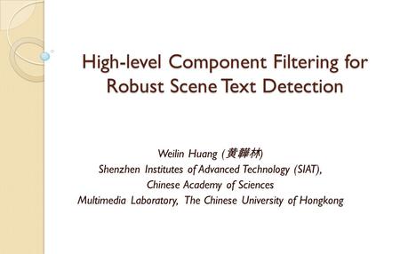 High-level Component Filtering for Robust Scene Text Detection