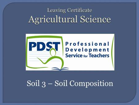 Soil 3 – Soil Composition. The ideal composition of soil, 25% Air, 25 % H 2 O, 45% Mineral Matter 5% Organic Matter.