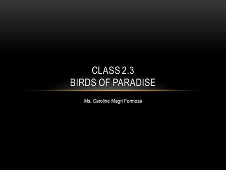 Ms. Caroline Magri Formosa CLASS 2.3 BIRDS OF PARADISE.