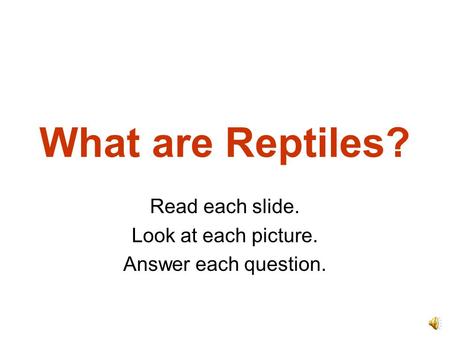 What are Reptiles? Read each slide. Look at each picture. Answer each question.