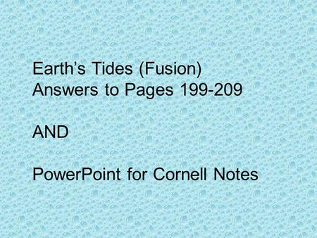 Earth’s Tides (Fusion)