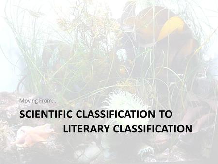 SCIENTIFIC CLASSIFICATION TO LITERARY CLASSIFICATION Moving From…