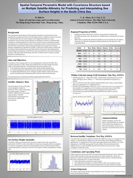 Spatial-Temporal Parametric Model with Covariance Structure based on Multiple Satellite Altimetry for Predicting and Interpolating Sea Surface Heights.