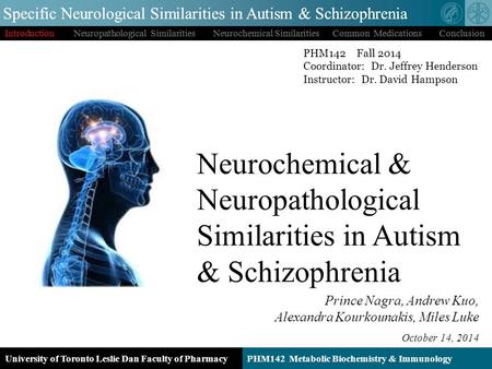 University of Toronto Leslie Dan Faculty of PharmacyPHM142 Metabolic Biochemistry & Immunology Intro 0 / 21 Introduction Neuropathological Similarities.