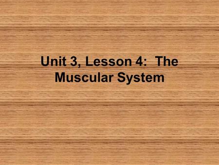 Unit 3, Lesson 4: The Muscular System