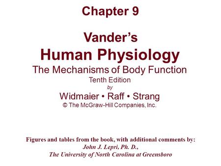 Human Physiology Chapter 9 The Mechanisms of Body Function