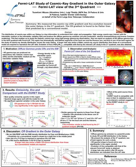 Fermi-LAT Study of Cosmic-Ray Gradient in the Outer Galaxy --- Fermi-LAT view of the 3 rd Quadrant --- Tsunefumi Mizuno (Hiroshima Univ.), Luigi Tibaldo.