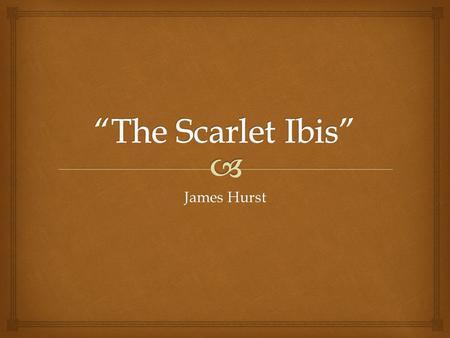 James Hurst.  Symbols  World War I  The first world wide conflict between “brothers”  Symbolizes the war inside of the narrator  He is frustrated.